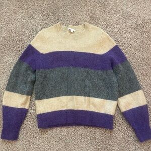 COS Striped Crewneck Sweater in Purple, Gray, Cream